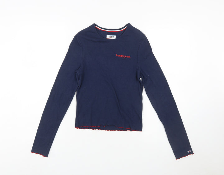 Tommy Jeans Women’s Blue Slim Fit Long Sleeve Cropped T-Shirt M