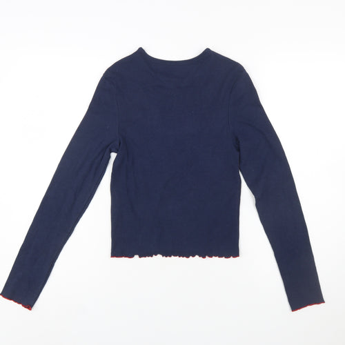 Tommy Jeans Women’s Blue Slim Fit Long Sleeve Cropped T-Shirt M