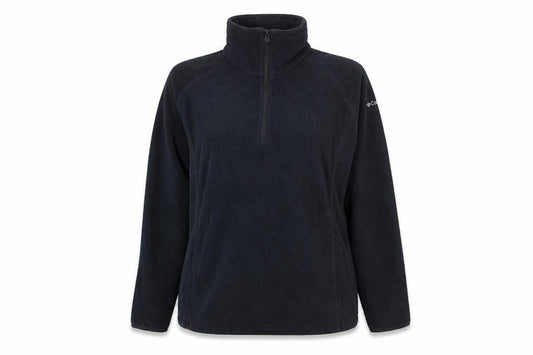 Front view of Columbia Women’s Black Fleece 1/2 Zip Pullover Sweatshirt, size L