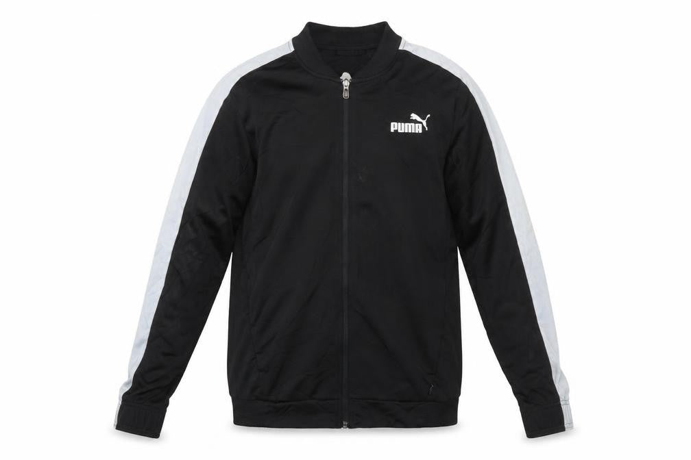 Front view of Puma Men's Black Full Zip Sports Sweatshirt Jacket, size S