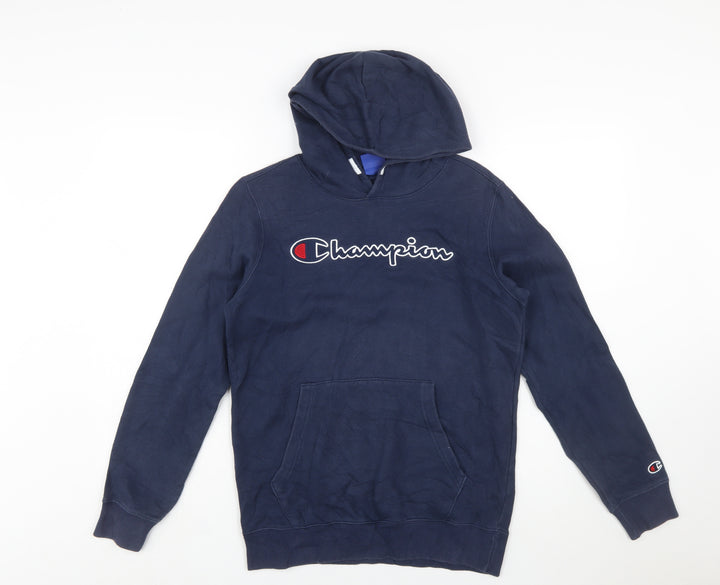Champion Boys Navy Blue Pullover Hoodie 13-14 Years Logo Graphic XL