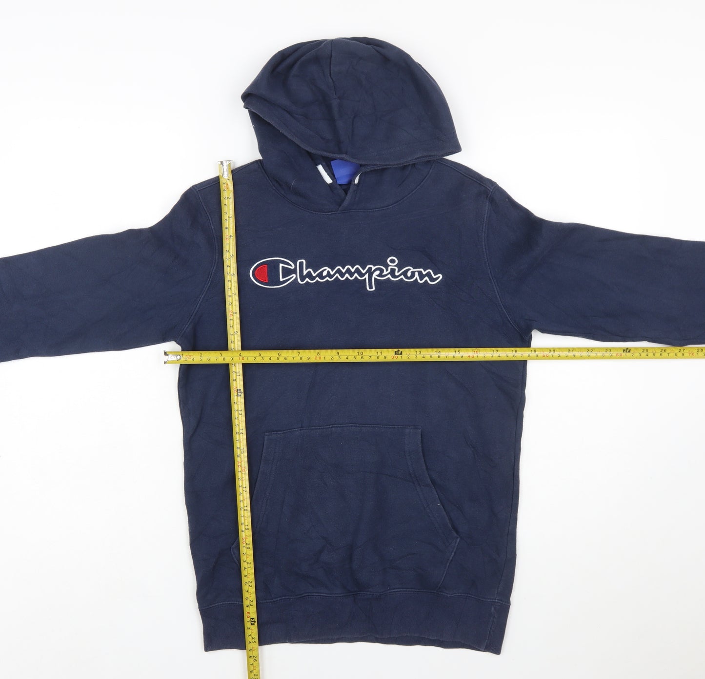 Champion Boys Navy Blue Pullover Hoodie 13-14 Years Logo Graphic XL