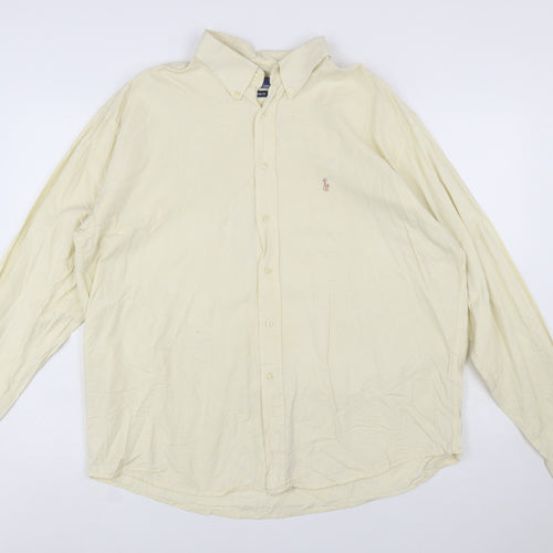 Polo Ralph Lauren Men's Beige Long Sleeve Classic Fit 2XL Cotton Button-Up Shirt