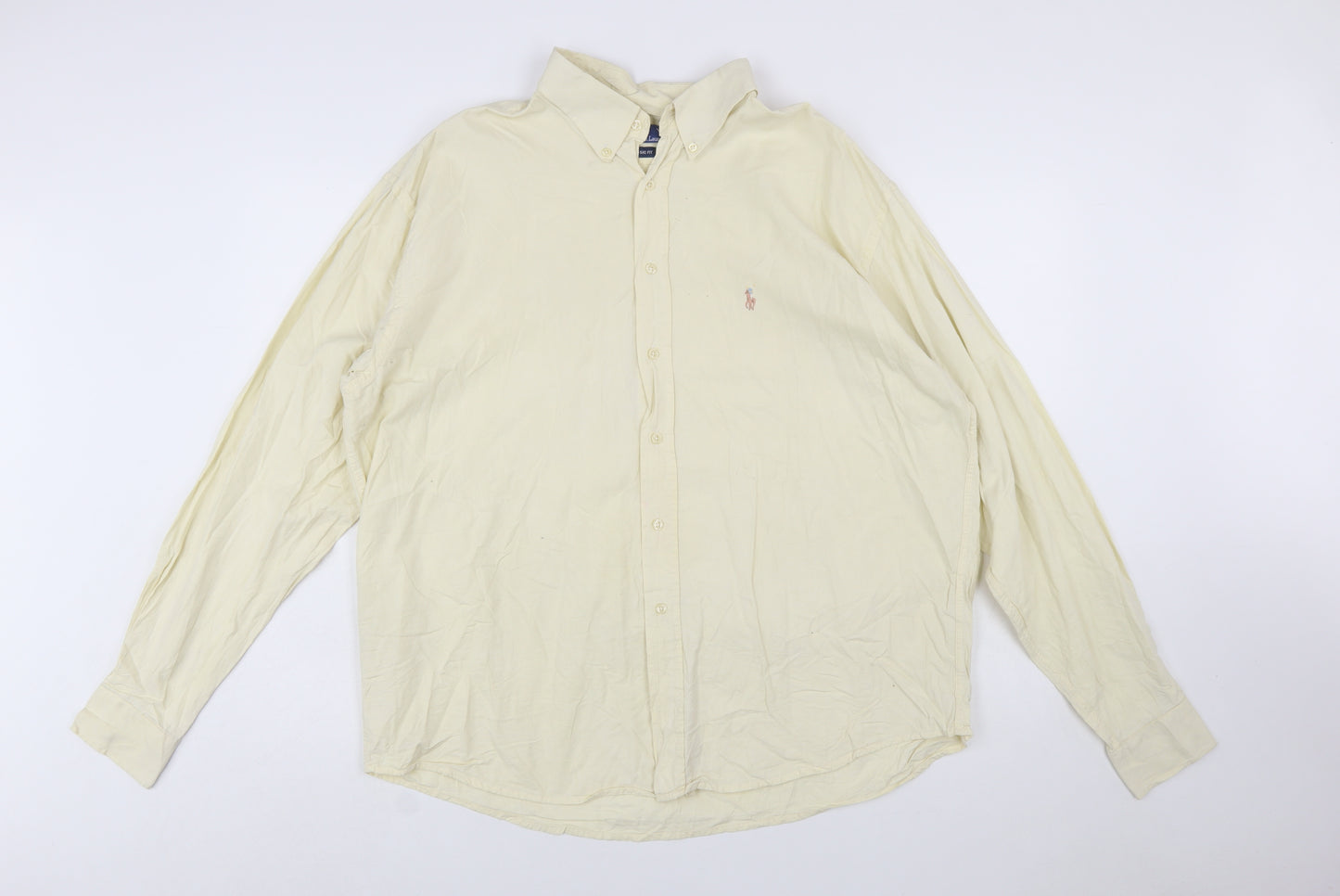 Polo Ralph Lauren Men's Beige Long Sleeve Classic Fit 2XL Cotton Button-Up Shirt