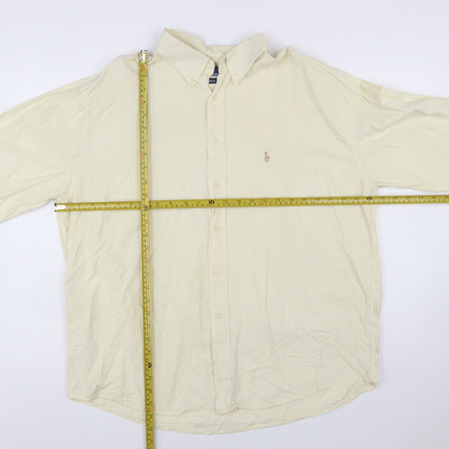Polo Ralph Lauren Men's Beige Long Sleeve Classic Fit 2XL Cotton Button-Up Shirt