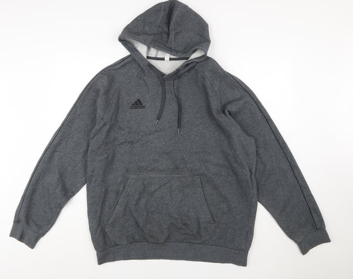 Adidas Men Grey XL Pullover Hoodie Fleece Logo Sportswear