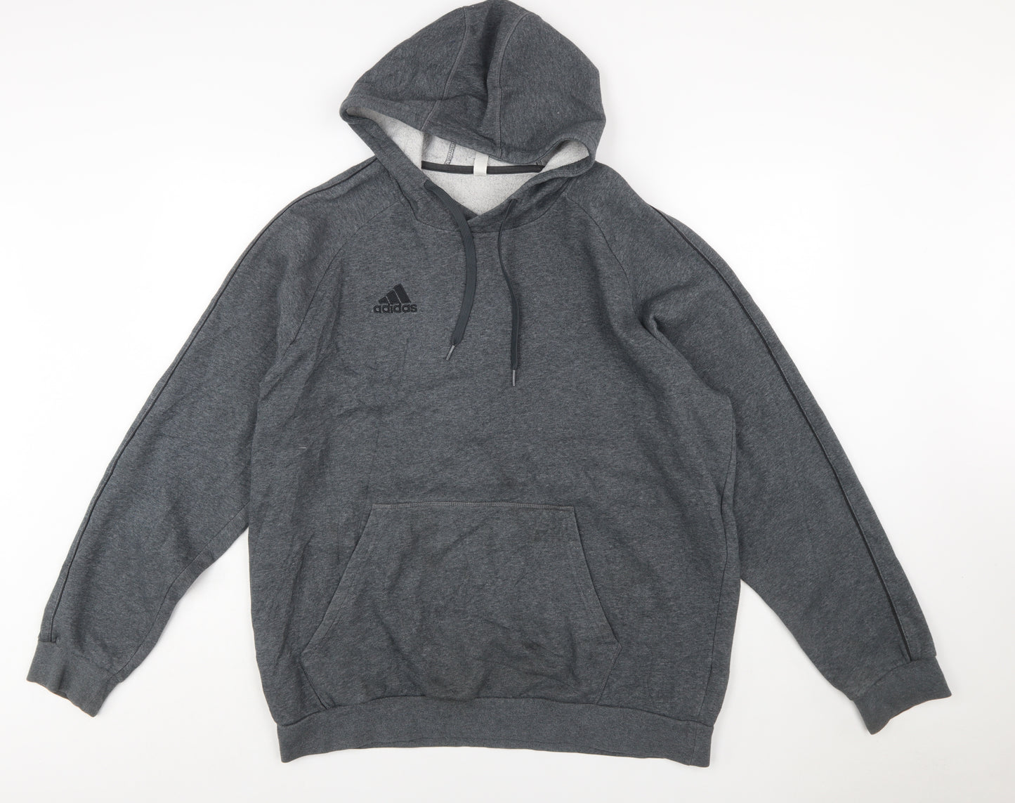 Adidas Men Grey XL Pullover Hoodie Fleece Logo Sportswear