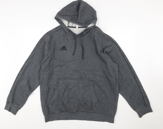 Adidas Men Grey XL Pullover Hoodie Fleece Logo Sportswear