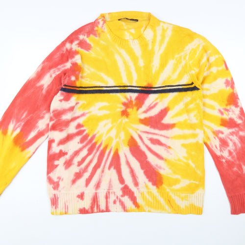 Tommy Hilfiger Men's Multicoloured Tie-Dye Cotton Jumper L