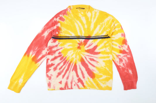 Tommy Hilfiger Men's Multicoloured Tie-Dye Cotton Jumper L