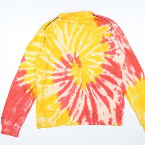 Tommy Hilfiger Men's Multicoloured Tie-Dye Cotton Jumper L