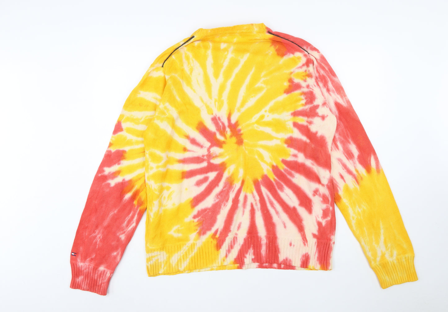 Tommy Hilfiger Men's Multicoloured Tie-Dye Cotton Jumper L