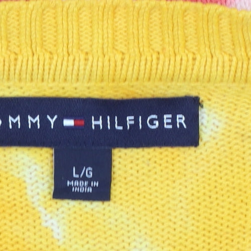 Tommy Hilfiger Men's Multicoloured Tie-Dye Cotton Jumper L