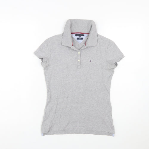 Tommy Hilfiger Women's Grey Slim Fit Polo Shirt M