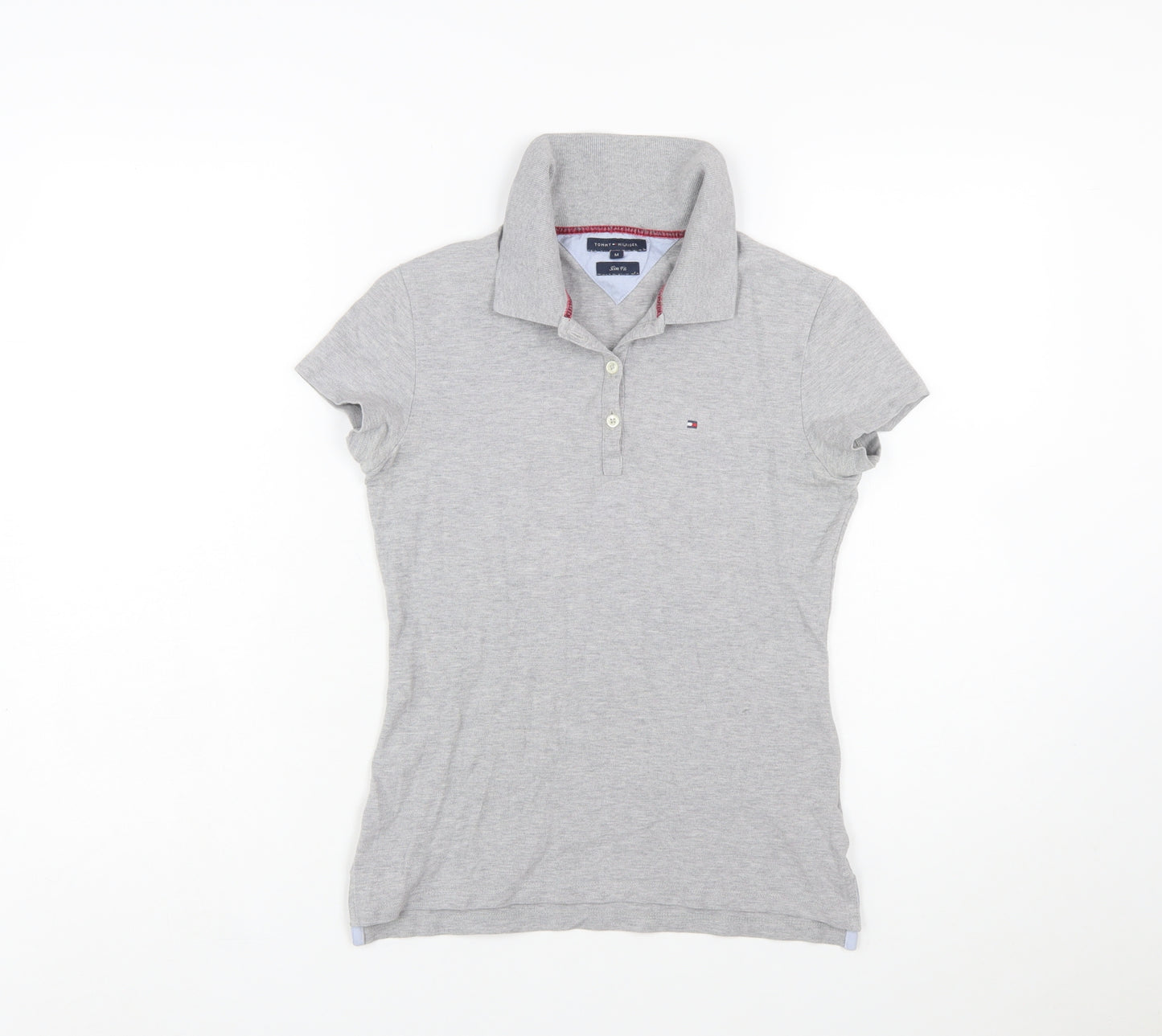 Tommy Hilfiger Women's Grey Slim Fit Polo Shirt M