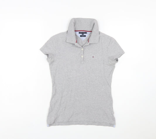 Tommy Hilfiger Women's Grey Slim Fit Polo Shirt M