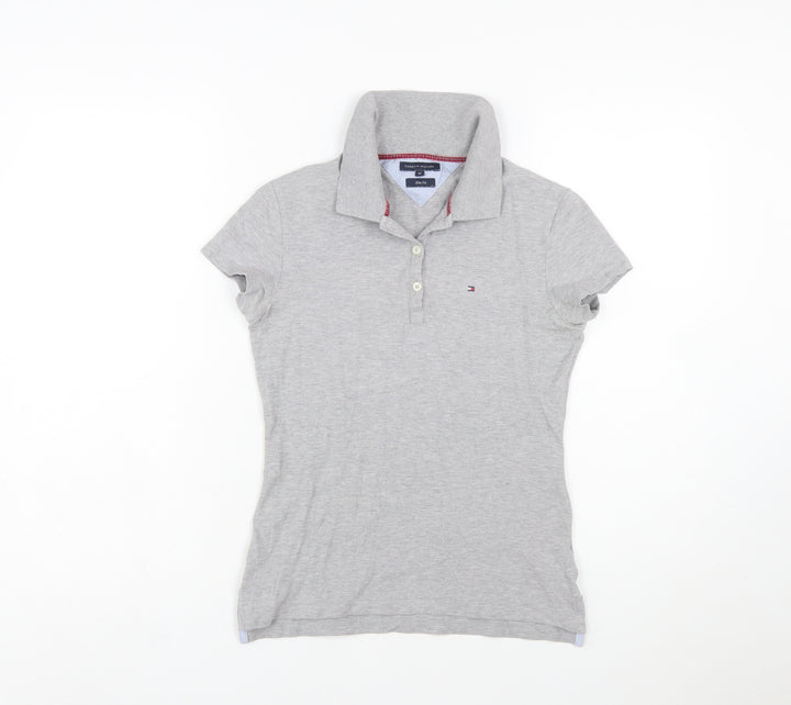 Tommy Hilfiger Women's Grey Slim Fit Polo Shirt M