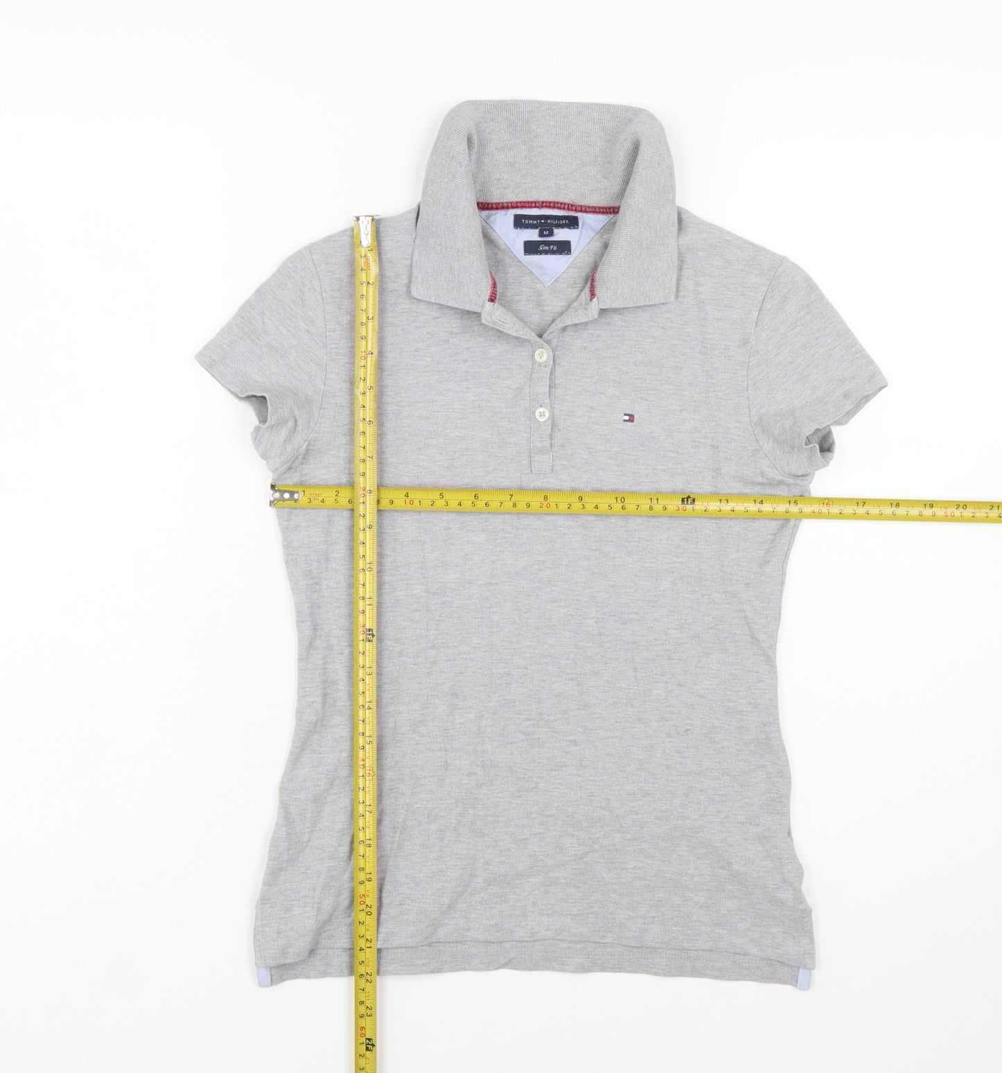 Tommy Hilfiger Women's Grey Slim Fit Polo Shirt M