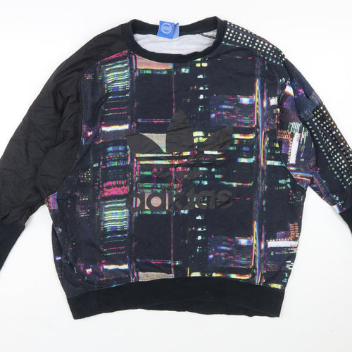 Adidas Women’s Black Multicoloured Pullover Sweatshirt Size 10 Graphic Print