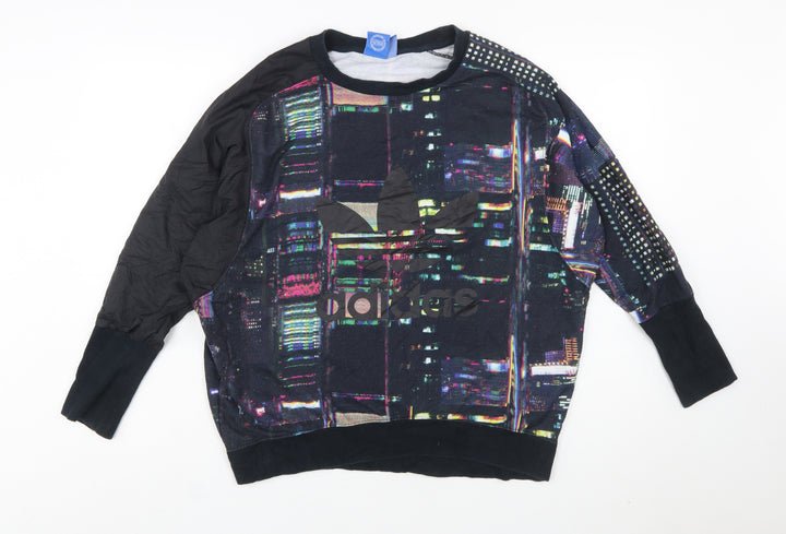 Adidas Women’s Black Multicoloured Pullover Sweatshirt Size 10 Graphic Print