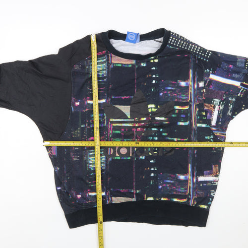 Adidas Women’s Black Multicoloured Pullover Sweatshirt Size 10 Graphic Print