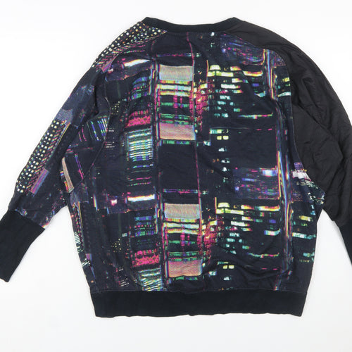 Adidas Women’s Black Multicoloured Pullover Sweatshirt Size 10 Graphic Print