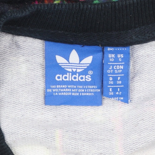 Adidas Women’s Black Multicoloured Pullover Sweatshirt Size 10 Graphic Print