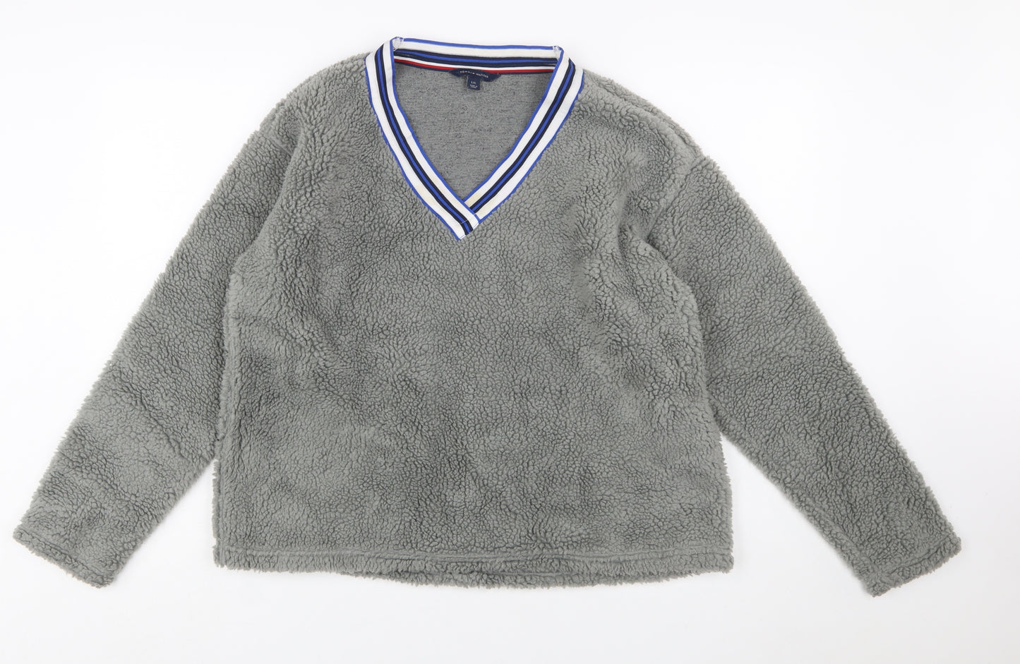 Tommy Hilfiger Womens Grey Fleece Pullover Sweatshirt Size L