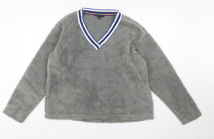 Tommy Hilfiger Womens Grey Fleece Pullover Sweatshirt Size L