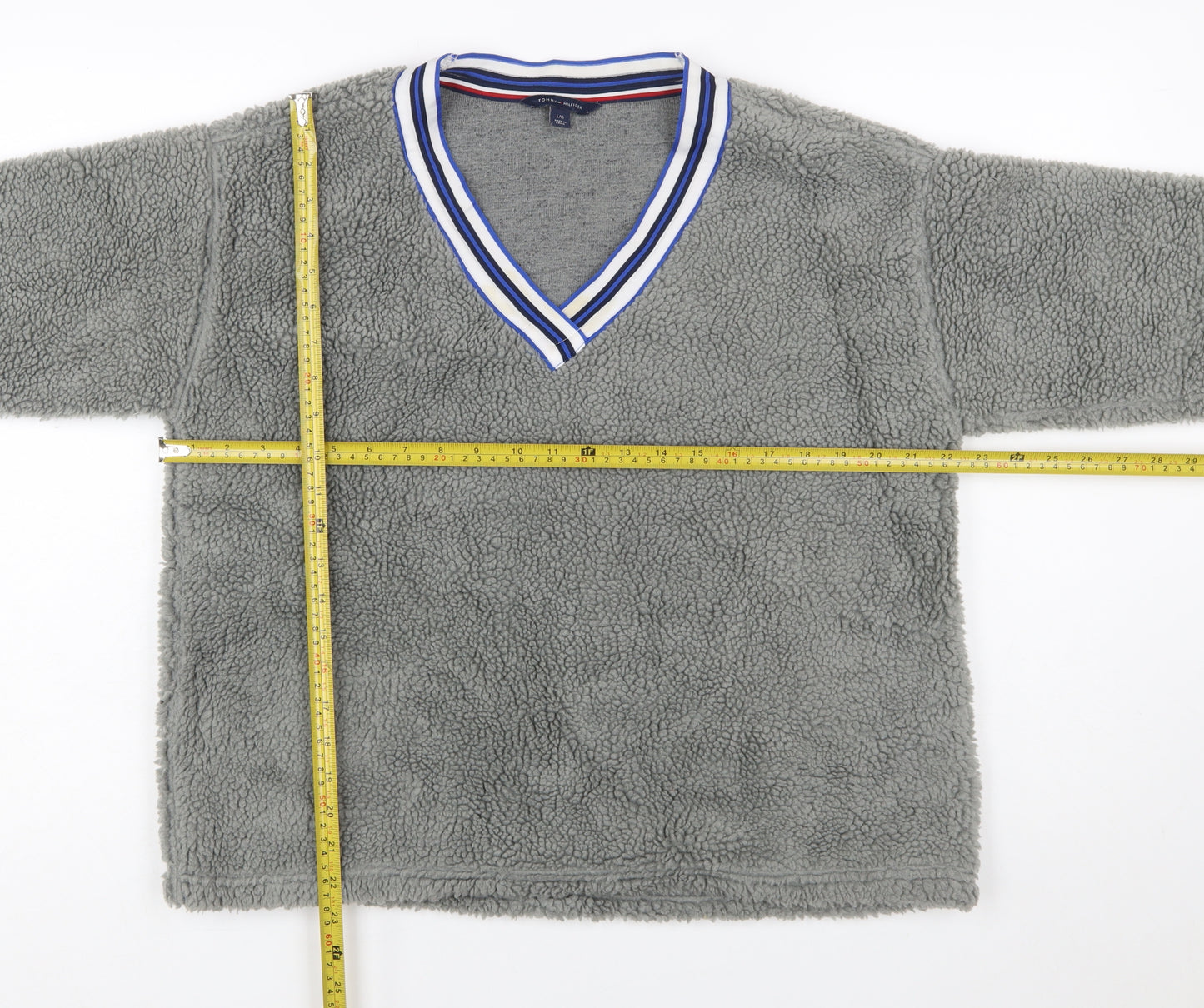 Tommy Hilfiger Womens Grey Fleece Pullover Sweatshirt Size L
