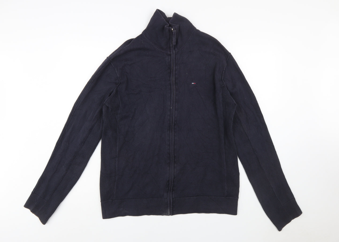 Tommy Hilfiger Men's Blue 2XL Full Zip Cotton Jumper