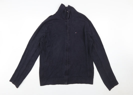 Tommy Hilfiger Men's Blue 2XL Full Zip Cotton Jumper