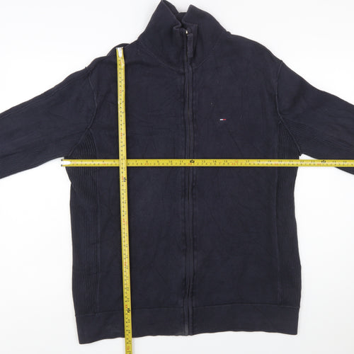 Tommy Hilfiger Men's Blue 2XL Full Zip Cotton Jumper
