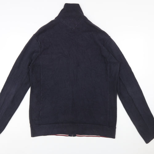 Tommy Hilfiger Men's Blue 2XL Full Zip Cotton Jumper