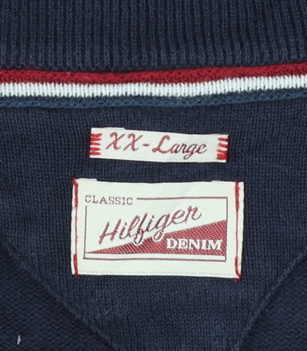 Tommy Hilfiger Men's Blue 2XL Full Zip Cotton Jumper