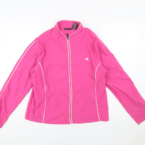 Champion Women's Pink Windbreaker Jacket Size L Zip Lightweight