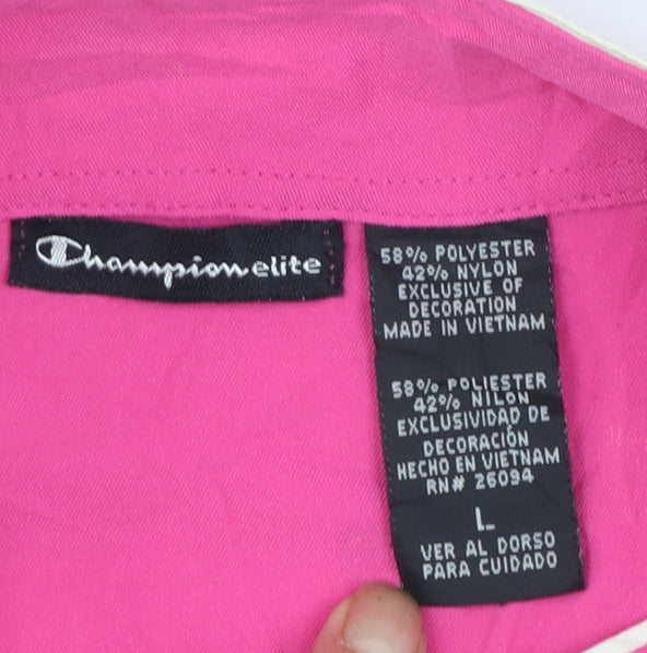 Champion Women's Pink Windbreaker Jacket Size L Zip Lightweight