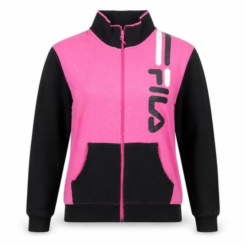 Fila Womens Pink Black Full Zip Sweatshirt Hoodie L Size