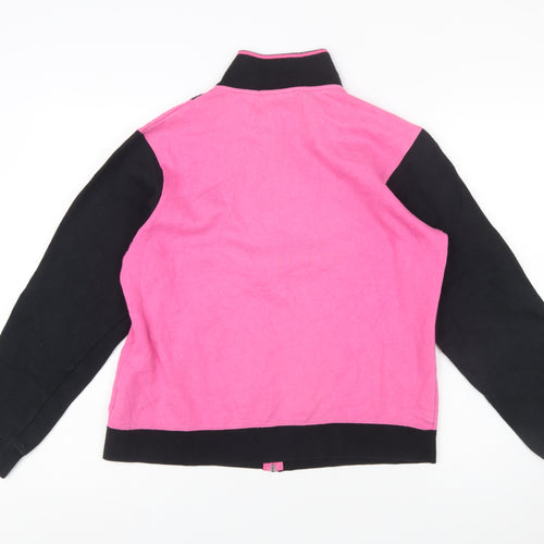 Fila Womens Pink Black Full Zip Sweatshirt Hoodie L Size