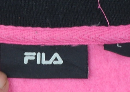 Fila Womens Pink Black Full Zip Sweatshirt Hoodie L Size
