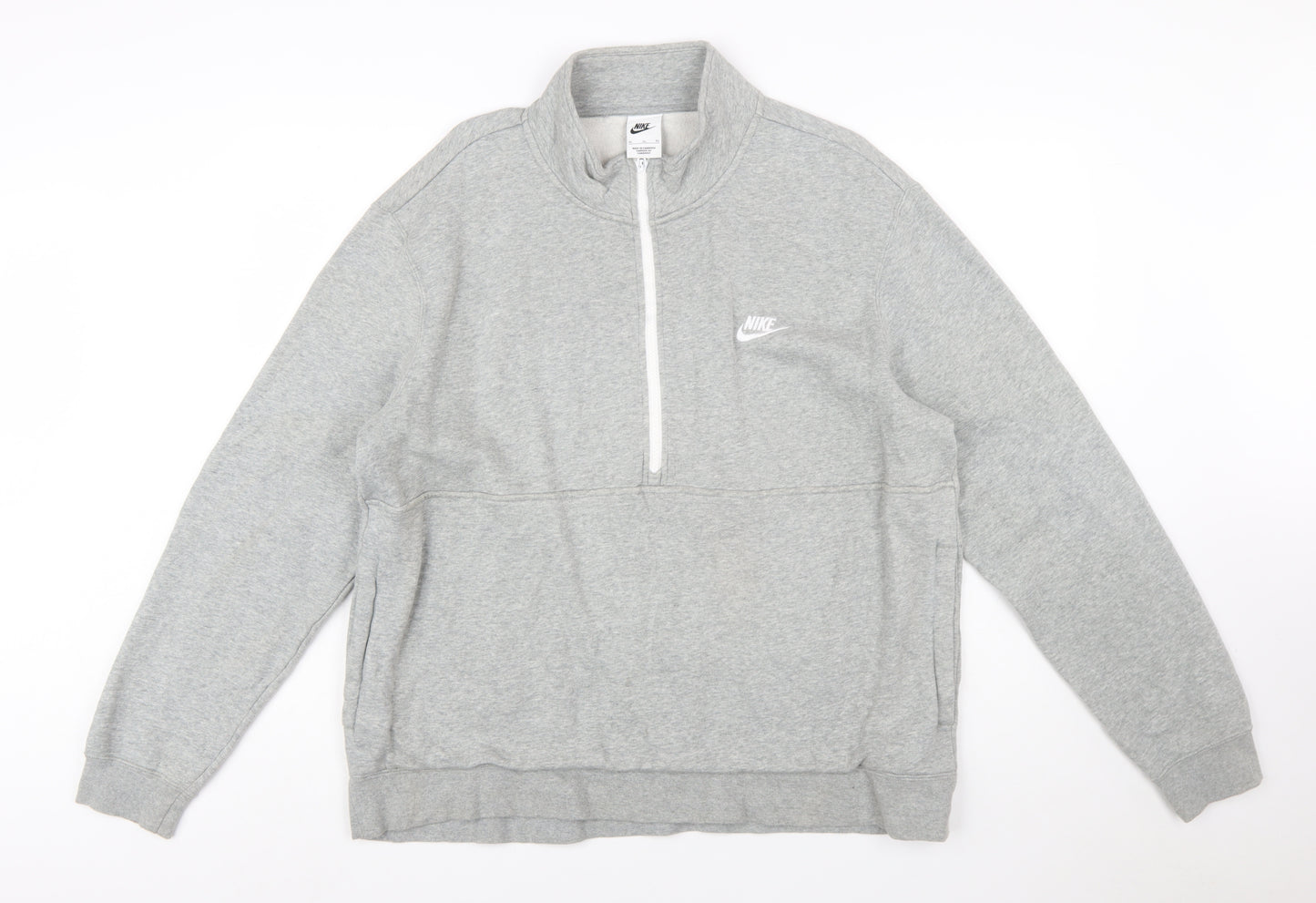 Nike Men's Grey XL Half Zip Fleece Sweatshirt Regular Fit