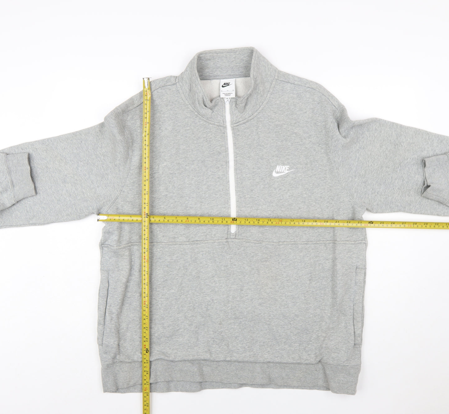 Nike Men's Grey XL Half Zip Fleece Sweatshirt Regular Fit