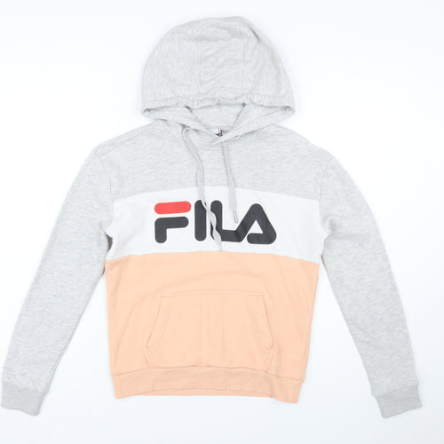 Fila Womens Grey Peach Colourblock Pullover Hoodie XS