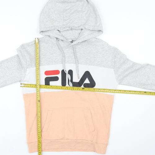 Fila Womens Grey Peach Colourblock Pullover Hoodie XS