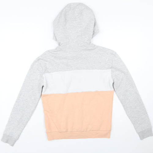 Fila Womens Grey Peach Colourblock Pullover Hoodie XS