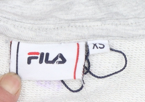 Fila Womens Grey Peach Colourblock Pullover Hoodie XS