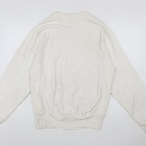 Champion Men's White Small Reverse Weave Crew Neck Sweatshirt