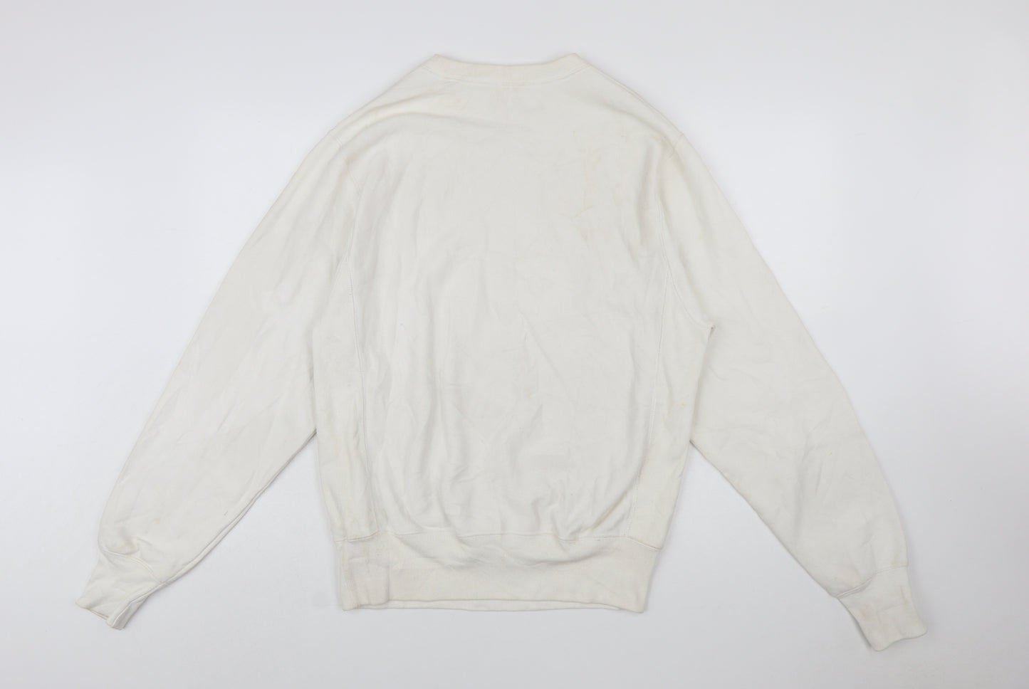 Champion Men's White Small Reverse Weave Crew Neck Sweatshirt