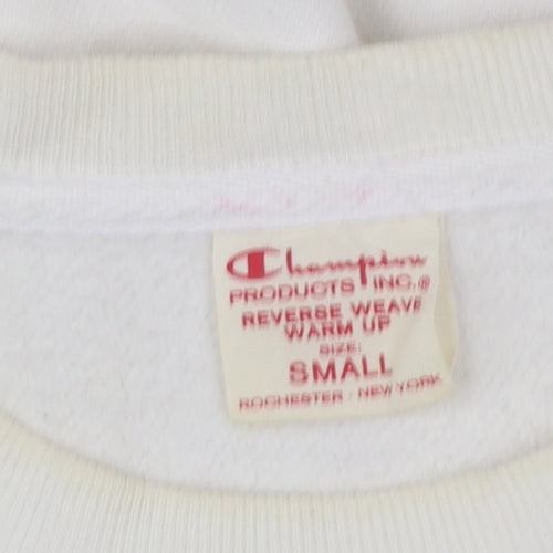 Champion Men's White Small Reverse Weave Crew Neck Sweatshirt