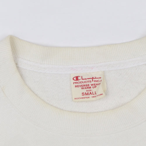 Champion Men's White Small Reverse Weave Crew Neck Sweatshirt